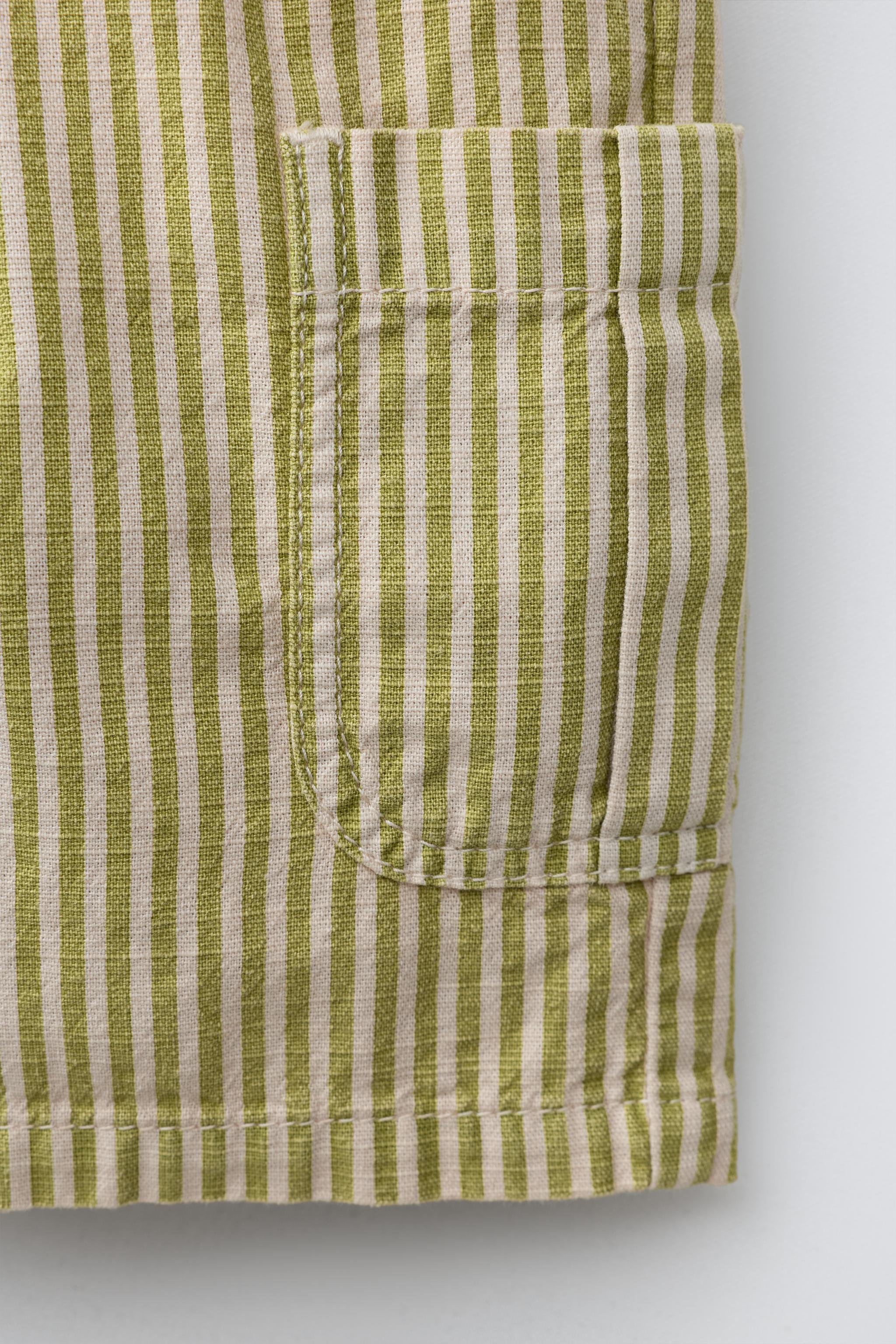 STRIPED COTTON LINEN SHORTS